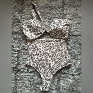 NWT Aerie asymmetrical cheetah print one piece swimsuit